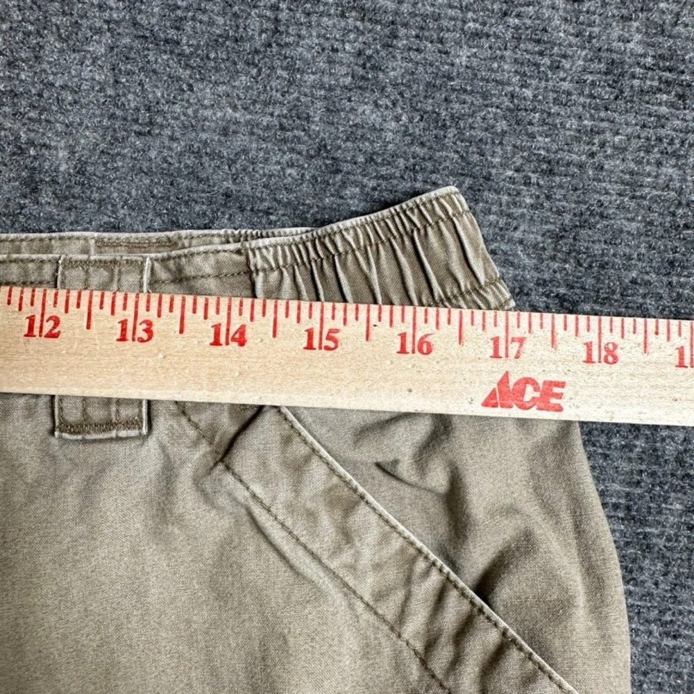 LL Bean Mens Cargo Shorts Khaki Tan Cotton Canvas Elastic Waist 35 224994